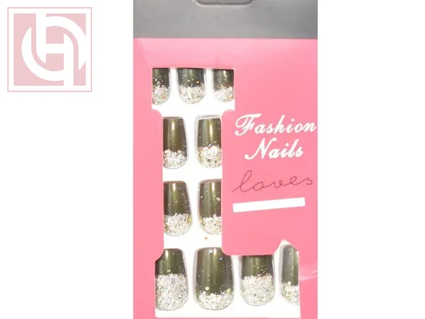 Bronze artificial nails12 pieces for women with adhesive tape