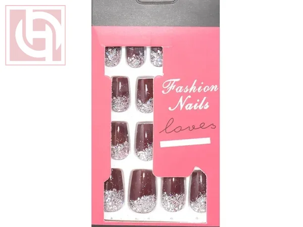 Bronze artificial nails12 pieces for women with adhesive tape