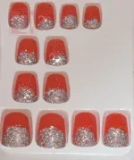 Bronze artificial nails12 pieces for women with adhesive tape - Image 2