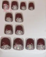Bronze artificial nails12 pieces for women with adhesive tape - Image 2