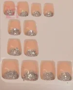 Bronze artificial nails12 pieces for women with adhesive tape - Image 2