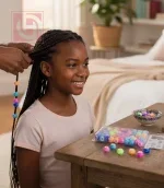 ⁦خرز لضفائر وخصل الشعر على شكل قلب مناسبة للبنات والنساء متعددة الالوان⁩ - الصورة ⁦3⁩