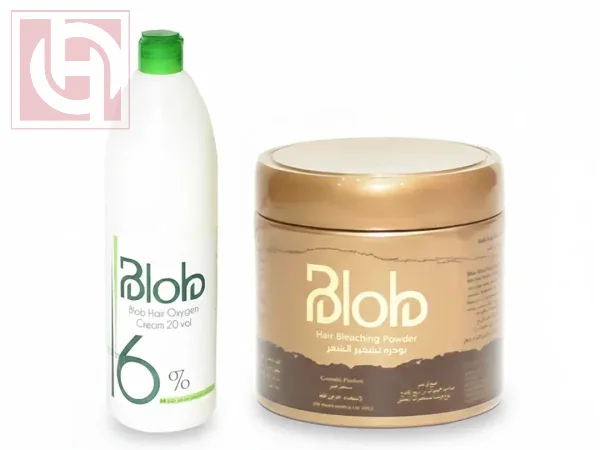 Professional Lightening Package: 6% Green Hair Oxygen Cream 1000ml + Blue Hair Lightening  Bleaching Powder 200g from BLOB