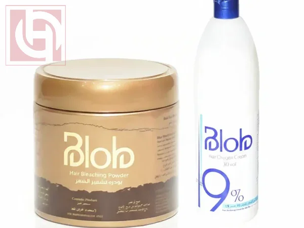 Professional Lightening Package Hair Oxygen Cream 9% 1000ml Blue + Hair Lightening and Bleaching Powder 200g Blue from Blob