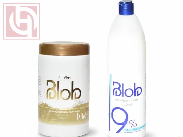 Professional Lightening Package Blob Hair Oxygen Cream 9% 1000ml Blue + Hair Lightening and Bleaching Powder 450g White