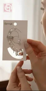 ⁦طقم حلق وبيرسنج اكسسوار 9قطع لون ذهبى⁩ - الصورة ⁦4⁩