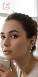 ⁦طقم حلق وبيرسنج اكسسوار 9قطع لون ذهبى⁩ - الصورة ⁦2⁩