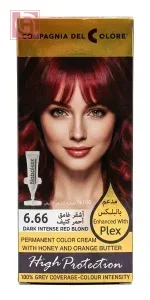 كومبانيا ديل كولور صبغة شعر الإيطالية الدائمة مدعمة بالبلكس اشقر غامق احمر كثيف رقم 6.66