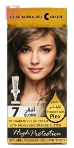 كومبانيا ديل كولور صبغة شعر الإيطالية الدائمة مدعمة بالبلكس اشقر رقم 7