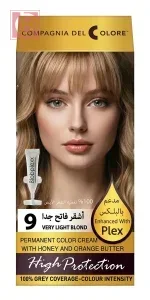 كومبانيا ديل كولور صبغة شعر الإيطالية الدائمة مدعمة بالبلكس اشقر فاتح جدآ رقم 9