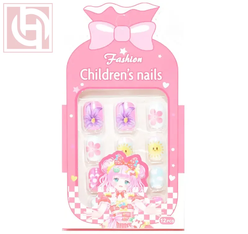 Artificial nails12 pieces for girls with adhesive tape - Image 1