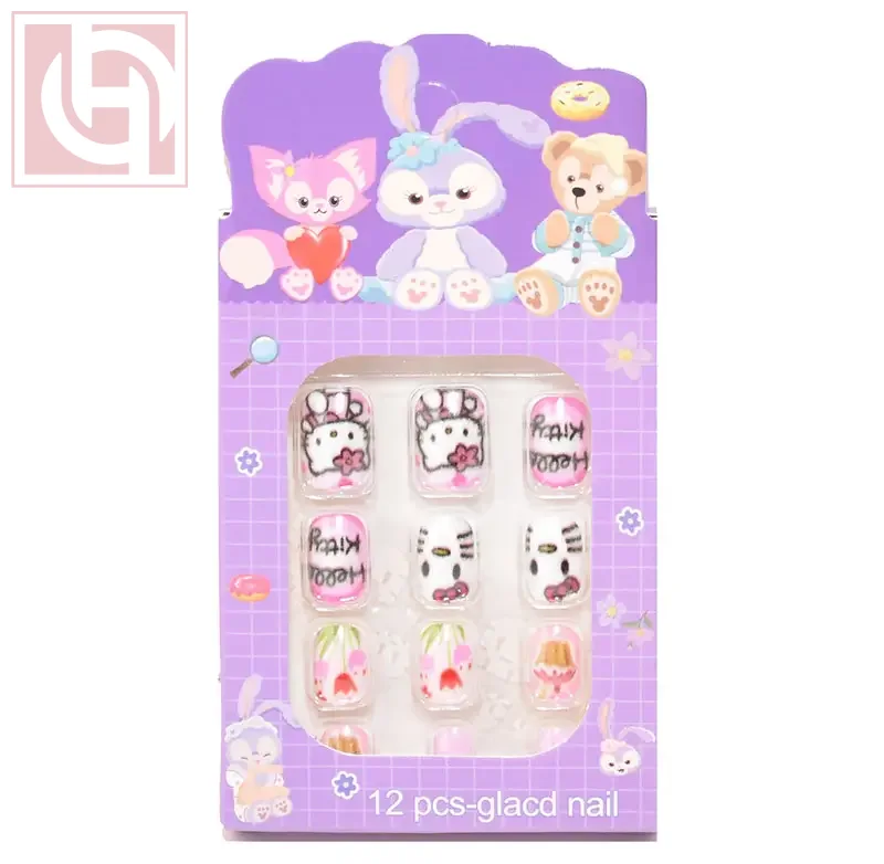 Artificial nails12 pieces for girls with adhesive tape - Image 1