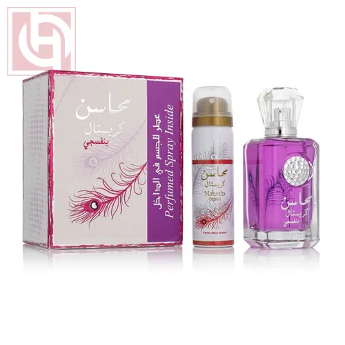 Lattafa Mahasin Crystal Violet EDP100ml+perfumed spray50ml - Image 1